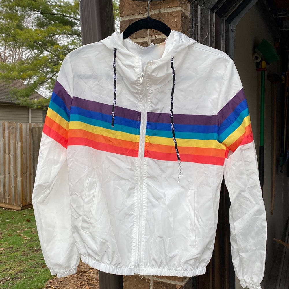 White and Rainbow Wind Breaker